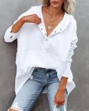 V-neck Hooded Bat Sleeve Sweater Loose Threaded Patchwork Top