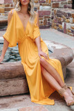V Neck Side Split Maxi Dress