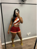 Fashion Knit Sleeveless Vest High Waist Short Set