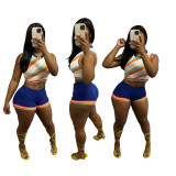 Fashion Knit Sleeveless Vest High Waist Short Set