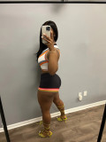 Fashion Knit Sleeveless Vest High Waist Short Set