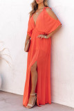 V Neck Side Split Maxi Dress