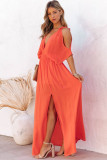 V Neck Side Split Maxi Dress