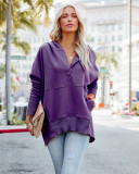 V-neck Hooded Bat Sleeve Sweater Loose Threaded Patchwork Top