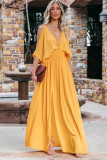 V Neck Side Split Maxi Dress