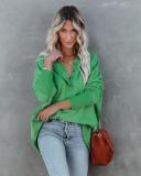 V-neck Hooded Bat Sleeve Sweater Loose Threaded Patchwork Top