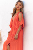 V Neck Side Split Maxi Dress