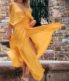 V Neck Side Split Maxi Dress