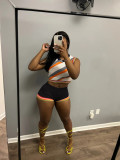 Fashion Knit Sleeveless Vest High Waist Short Set