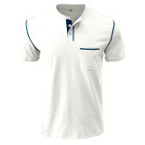Men's Short-sleeved Round Neck Slimming T-shirt Fashion Casual Solid Slimming Top Short