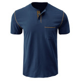 Men's Short-sleeved Round Neck Slimming T-shirt Fashion Casual Solid Slimming Top Short