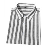 Men's Stripe Linen & Cotton Short Sleeve Shirt