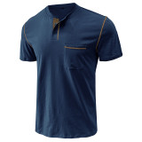 Men's Short-sleeved Round Neck Slimming T-shirt Fashion Casual Solid Slimming Top Short