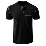 Men's Short-sleeved Round Neck Slimming T-shirt Fashion Casual Solid Slimming Top Short