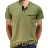 Men's Short-sleeved Round Neck Slimming T-shirt Fashion Casual Solid Slimming Top Short