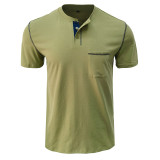 Men's Short-sleeved Round Neck Slimming T-shirt Fashion Casual Solid Slimming Top Short