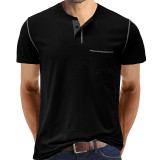 Men's Short-sleeved Round Neck Slimming T-shirt Fashion Casual Solid Slimming Top Short