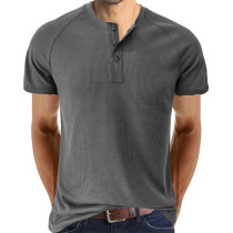 Mens Tee Shirt Men's Fashion Casual Sports Breathable Henley Collar T Shirt Short