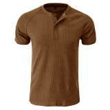 Mens Tee Shirt Men's Fashion Casual Sports Breathable Henley Collar T Shirt Short