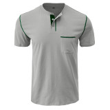 Men's Short-sleeved Round Neck Slimming T-shirt Fashion Casual Solid Slimming Top Short