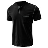 Men's Short-sleeved Round Neck Slimming T-shirt Fashion Casual Solid Slimming Top Short