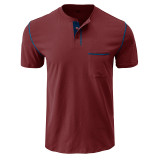 Men's Short-sleeved Round Neck Slimming T-shirt Fashion Casual Solid Slimming Top Short