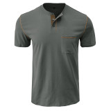 Men's Short-sleeved Round Neck Slimming T-shirt Fashion Casual Solid Slimming Top Short