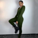 Seamless Plunge Long Sleeve Jumpsuit