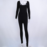 Seamless Plunge Long Sleeve Jumpsuit