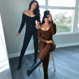 Seamless Plunge Long Sleeve Jumpsuit