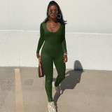 Seamless Plunge Long Sleeve Jumpsuit
