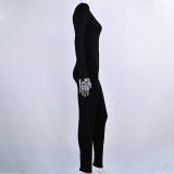 Seamless Plunge Long Sleeve Jumpsuit