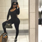 Seamless Plunge Long Sleeve Jumpsuit