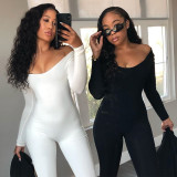 Seamless Plunge Long Sleeve Jumpsuit