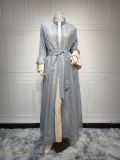 New Arrival Abaya Dress for Muslim Women with Unique Lotus Leaf Sleeves and Matching Set