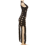 Sexy Sleeveless Hollow out High Waist Slim Fit Long Dress