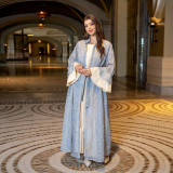 New Arrival Abaya Dress for Muslim Women with Unique Lotus Leaf Sleeves and Matching Set