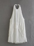 Solid Color Fitting Fringed Dress