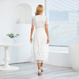 Leaf Embroidered Sequin Mesh Dress