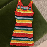 High-Waisted Colorblock Sleeveless Bodycon Dress