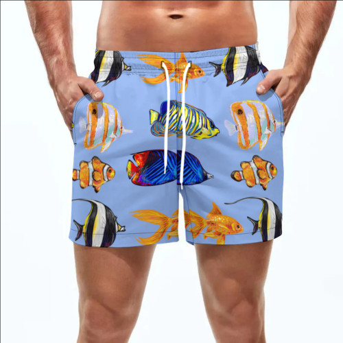 Summer Men's Beach 5-point Shorts Quick-drying Printed Pants