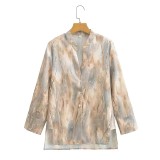 Women  Asymmetrical Tie Dye Blouse and Straight Leg Pants Set