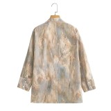 Women  Asymmetrical Tie Dye Blouse and Straight Leg Pants Set