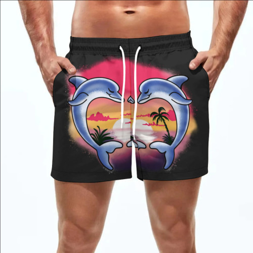 Summer Men's Beach 5-point Shorts Quick-drying Printed Pants