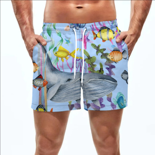 Summer Men's Beach 5-point Shorts Quick-drying Printed Pants