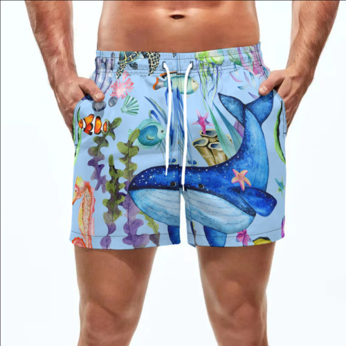 Summer Men's Beach 5-point Shorts Quick-drying Printed Pants