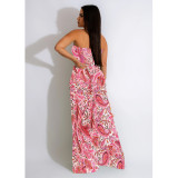 Floral Print Sleeveless Collarless Jumpsuit
