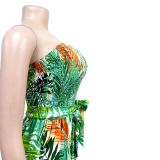 Floral Print Sleeveless Collarless Jumpsuit
