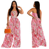 Floral Print Sleeveless Collarless Jumpsuit