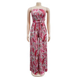 Floral Print Sleeveless Collarless Jumpsuit